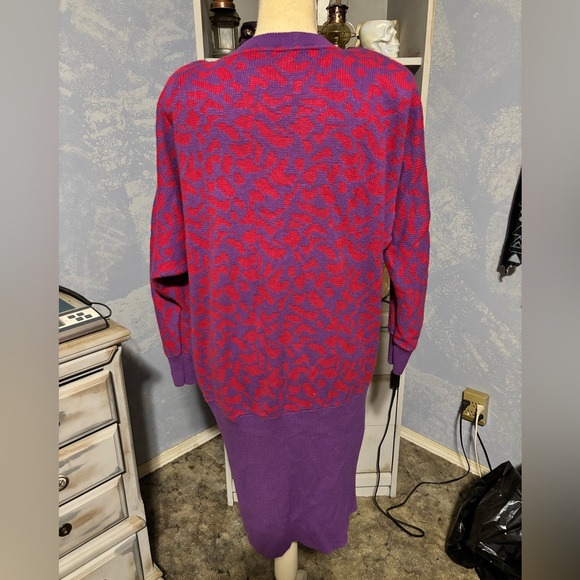 Purple and Red Knit dress animal print vintage 2xl - Picture 9 of 11